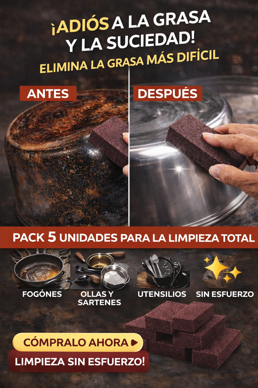 Set 5 Esponjas Abrasivas Para Ollas