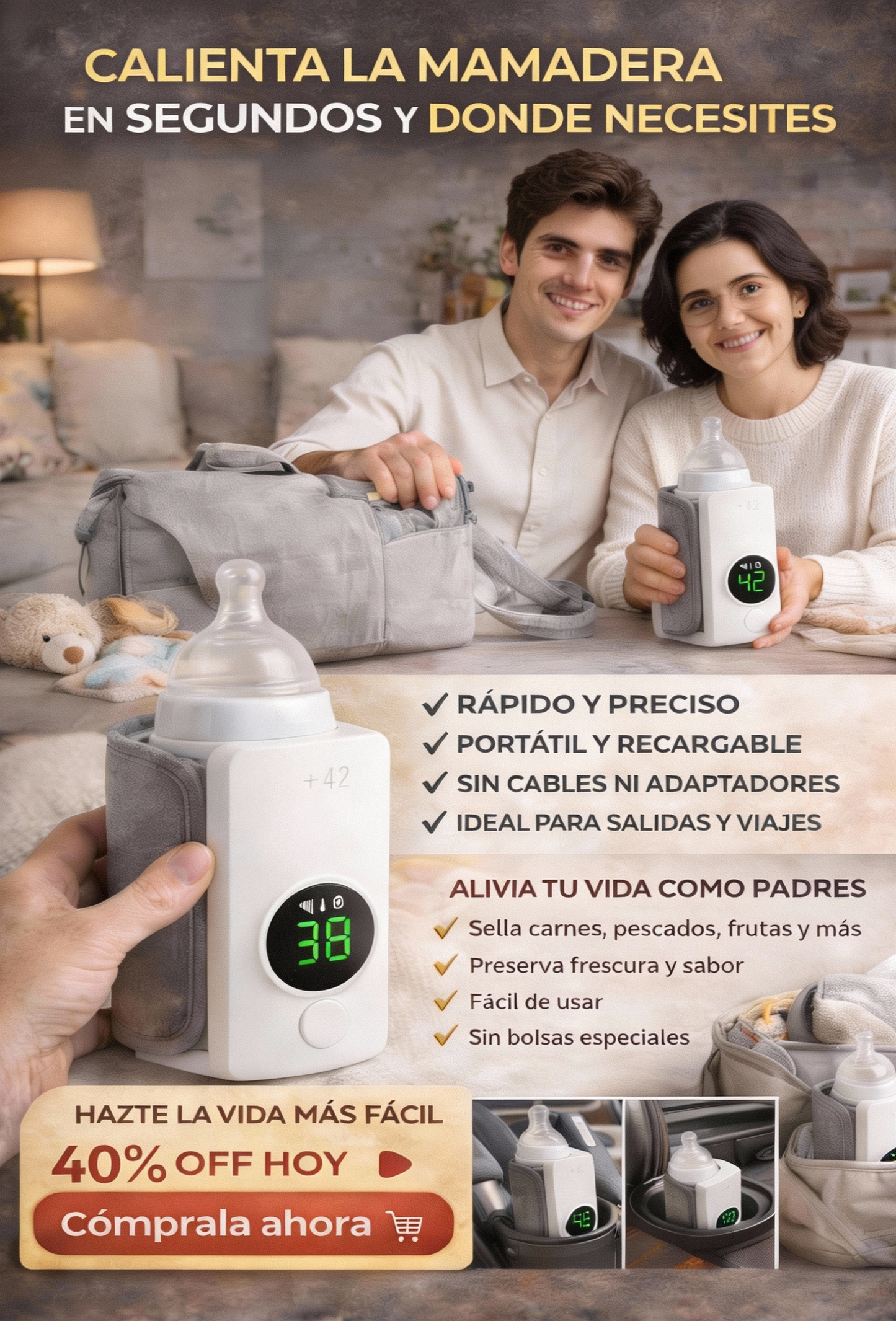 Calentador Portátil de Mamaderas Recarga